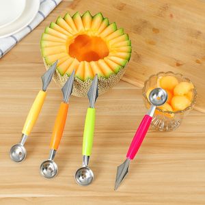 Stainless Steel Fruit Ball Maker Fruit Carving Knife Tools Watermelon Scoops 5 Colors Available Cantaloupe Spoon
