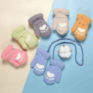 Cute Autumn Winter Warm Plush Baby Mittens Soft Thick Cat Claw Newborn Girl Boy Mitten Cartoon Outdoor Infant Toddler Gloves