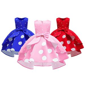 4 6 8 10 lat Polka Dot Girls Dress Summer Bez Rękawów Moda Boże Narodzenie Party Kostium Mała Księżniczka Sukienka Odzież dziecięca G1215