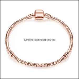 Jewelry Rose Gold Bracelets Women Snake Chain Charm Beads For Pandora Bangle Bracelet Children Gift Drop Delivery 2021 B0Ycg