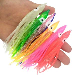 INFOF 50 pezzi Gonne di calamari Gomma 5 cm 9 cm 11 cm Esche da pesca morbide Polpo Hoochie Esche Attrezzatura per acqua salata Colore della miscela 210622