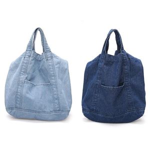 Abendtaschen 2 Stück Denim Slouch Bag Casual Jean Stoff Handtasche Freizeit Koreanischer Stil Mode Japanischer Messenger Top-Griff - Sky Bl