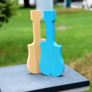 Colorful guitar-shaped wooden cigarette case Wooden Pipe Bamboo Dugout storage box