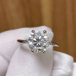 Högkvalitativ 3ct 9mm Real Moissanite Ring Färg D-F VVS Diamanter Ringar Justerbar Resizable 925 Silver för Kvinnor Party Girls