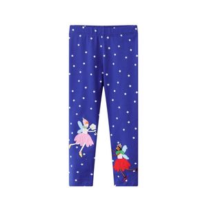 Saltando metros meninas leggings calças com bordado de fadas para outono primavera skinny infantil lápis crianças desgaste calças 211021