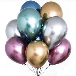 12-calowe Kolory Metalowe Balon Złoto Srebrny Zielony Purpurowy Pearl Latex Balloons Helu Kulki Powietrzne Boże Narodzenie Urodziny Wystrój BT6698