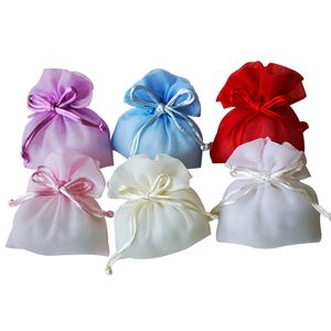 30PCs Organza Transparent Julklapp Bröllop Candy Förpackning Choklad Pouche Väskor Favoriter Smycken Förvaring Containe