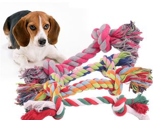 7 inch Chews Knot Zabawki Kolorowe Trwałe Pleciona Lina Żucia Zabawki Zabawki Bawełna Wiązany Lina Bone Dog Toy Dla małych Psy Dental Descaler