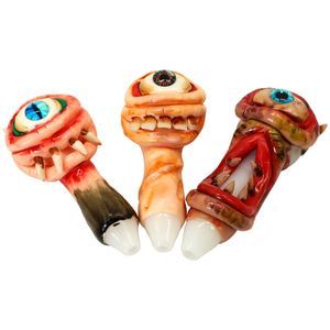 Single Big Eye Design Glass Resin Hand Pipe Bongs Cool Teeth Water Herb Pipes Heady Thick Pyrex Spoon Smoking Oil Rig Dab Burner Tobacco Tube Portable