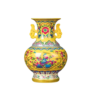 Vaser Jingdezhen Ceramic Vase Emamel Decoration Chinese Style Living Room Study Retro Creative TV Cabinet