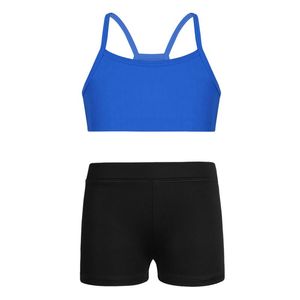 Clothing Sets Kids Girls Children's Tanks Crop Top With Boy-cut Low Rise Shorts Child Outfit For Sports Gym Workout Yoga Activewear
