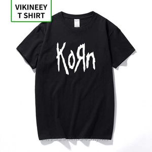 Męskie koszulki Moda Krótki Rękaw Korn Rock Band List T Shirt Bawełniane Koszulki High Street Plus Size 210707