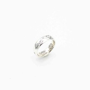 Men and women lovers from 925 sterling silver classic sweet romantic flower ring jewelry carved heart love letters