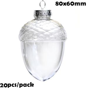 الترويج - 20 قطعة x diy الطلاء / شاتيربروف / fillable عيد الميلاد الديكور الكرة / ornamentl 80MM البلاستيك pinecone الجوز / acorn 201019