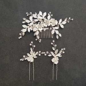 SLBRIDAL Handgefertigter Strass-Kristall aus österreichischen Kristallen, Braut- und Hochzeit-Haarspange, Haarspange, Haarnadel, Damen-Brautjungfern-Schmuckset H1022