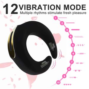 NXY Cockrings Wireless Remote Vibring Penis Ring U Form Vibrator för Par Sexleksaker Män Cockring Delay Ejaculation Trainer Lock Rings 1124