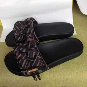 Woman Designer Slipper TOP-Quality Casual shoes genuine Silk upper drawcord Flip flop Size 35-43 With box