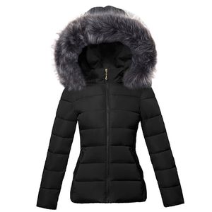 Fake Fur Parkas Women Winter Coat Cotton Jacket s Outwear för Hooded Kvinna 211216
