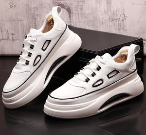 Designer Men Platform Shoes White Sneakers Air Cushion Dress Shoes Top Brand Round Toe Flat Heel Lace-Up ￖka Comfort Party Sneakers