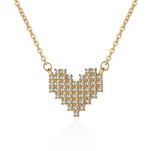 Plated 925 Srebrny Mozaika Diament Naszyjnik Wisiorek Love Full Crystal Gold Naszyjniki Dla Kobiet Biżuteria