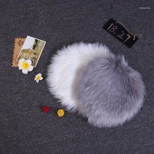 Carpets Round Mat Tapetes Fur Rug Chair Cover Artificial Wool Warm Hairy Carpet Bedroom Seat Pad Skin Area Rugs1