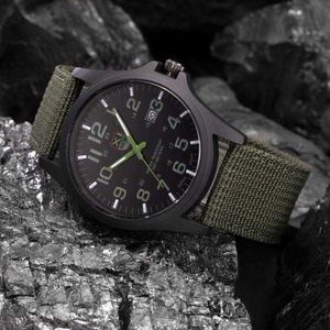 Men High Quality Watches Of Outdoor Sports Style Date Mens Olive Analog Quartz Steel Wrist Watch For Man Gift Reloj Hombre H1012