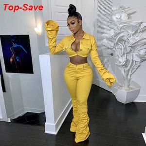 Autumn Winter Casual Sports Suits For Woman Tracksuit Two Piece Set Solid Pleated Sexy Nightclub Party Outfits Dropshipping Y0625