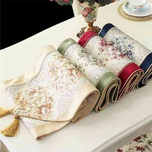 Chinês Clássico Jacquard Table Runner Tassel Home Pano Decoração Sala de estar Decoração Decoração Tira Pano 210709