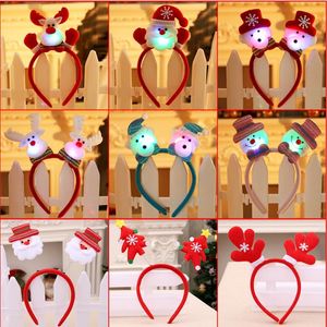 Christmas glowing headband adult children party headdress decoration small antler bells snowman elk Santa Claus headbands props set