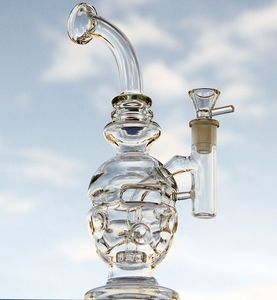 Glass Bong Recycler Dab Rig Oil Rig Water Pipe10インチファブエッグヘディバブラー付き14.4mmジョイント
