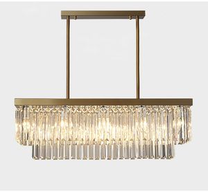 Luksusowy nowoczesny żyrandol do jadalni Home Decor Gold / Chrome Crystal Light Oprawa Prostokątna Kuchnia Wyspa Cristal LED Lampa