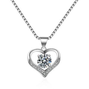 Yhamni Original 100% 925 Sterling Silver Jewelry 6mm Diamant Serce Naszyjnik na Walentynki Dar miłości 232 T2