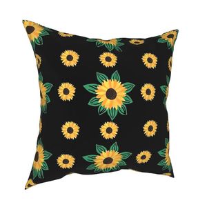 Cushion/Decorative Pillow Cute Sunflower Crochet Banket Pattern Home Decor Pillowcase Printed Fabric Cushion Cover Decorations Throw Case