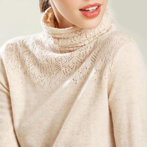 여성용 스웨터 터틀넥 캐시미어 면화 혼합 Openwork Carve 스웨터 여성 2021 가을 겨울 점퍼 Swerter Robe Femme Pullover