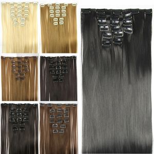 60 cm 24 polegadas 8 pcs clip / fita em extensões de cabelo sintético tecelagem simulação de trama humano pêlos pacotes g660216-8