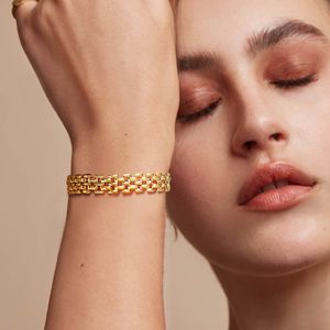 Eleganti braccialetti con maglie a catena grandi e spesse per donna Gioielli da polso femminili riempiti d'oro