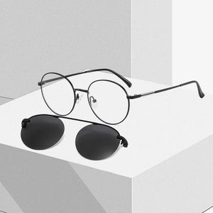 Mode solglasögon ramar lanssy magnet polariserat klipp på kvinnor män runda glasögon ram optisk myopia glasögon recept glasögon
