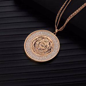 Collane con ciondolo Big Round Jewelry For Women 2021 CZ Crystal Golden Silvery Long Statement Collana Collier Femme