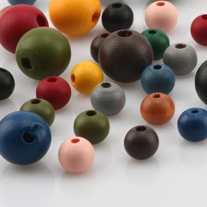 Altre perline colorate rotonde in legno naturale Distanziatore allentato in legno da 10/15 mm per gioielli che fanno accessori per bracciali con ciondoli fai da te