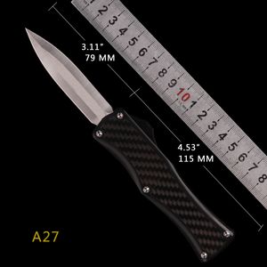 Automatisches Messer mit doppelter Aktion, taktisches Messer, UTX-Taschenschneider, 6061-T6-Aluminium, Kohlefaser-Blattgriff, Angelgerät-Griff-Pflegeset