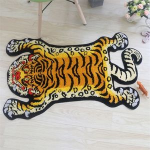 3D Tiger Rug Soft Fluffy Printed Carpet Children Room Plush Floor Mat Bathroom Non-slip Absorbent Doormat Bedside Carpets 220301