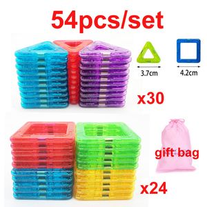 54 pcs mini blocos magnéticos construção tijolos conjunto modelo 3d diy edifício brinquedos educativos para crianças presentes