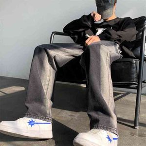 Hybskr gradient kolor men dżinsy harajuku y2k luźne proste dżinsowe spodnie hip hop swobodny męski spodnie moda marka streetwear 0309