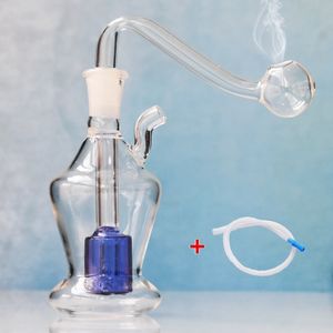 Diamond Shape Glass Hookah Oil Burner Smoking Pipe Shisha Round of Small Pot Diposable Glass Pipes Ash Catchers Bong Percolater Bubbler Tobacco Bowl Accessories