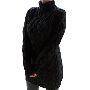 Black Grey Oversized Turtleneck Sweater Dress Women Warm Autumn and Winter Clothes Knit 3XL Plus Size Pullover Sweaters