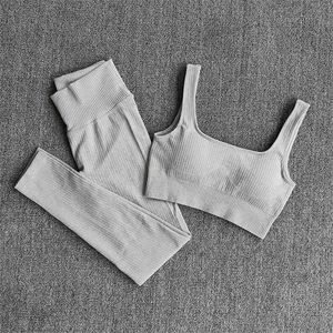 Kvinnors Sportkläder Fitness Yoga Set High Waist Leggings Bra Gym Clothing Workout Set Sport Suit 210802