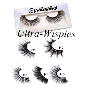 Ultra Wispies Faux 3D Mink Eyelashes Natural Long Soft Fluffy Cílios Falso Em Bulk Tira Completa Chicote Extensão Maquiagem