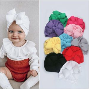 2021 Nya Barn Boy Girl Hat Nyfödd Baby Hedging Cap Indian Muslim Hat Big Bow Solid Dome