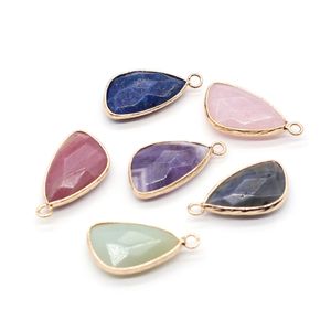 Naturstein Chakra Charms Rosenquarz Heilung Reiki Amethyst Kristall Anhänger für DIY Männer Halsketten Schmuck 14x26mm