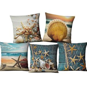 Sjöstjärna Shell, Marine Animal Linne Pillowcase, Medelhavet Kudde Kina Partihandel Pillow Cases täcker pillowcases Gratis frakt